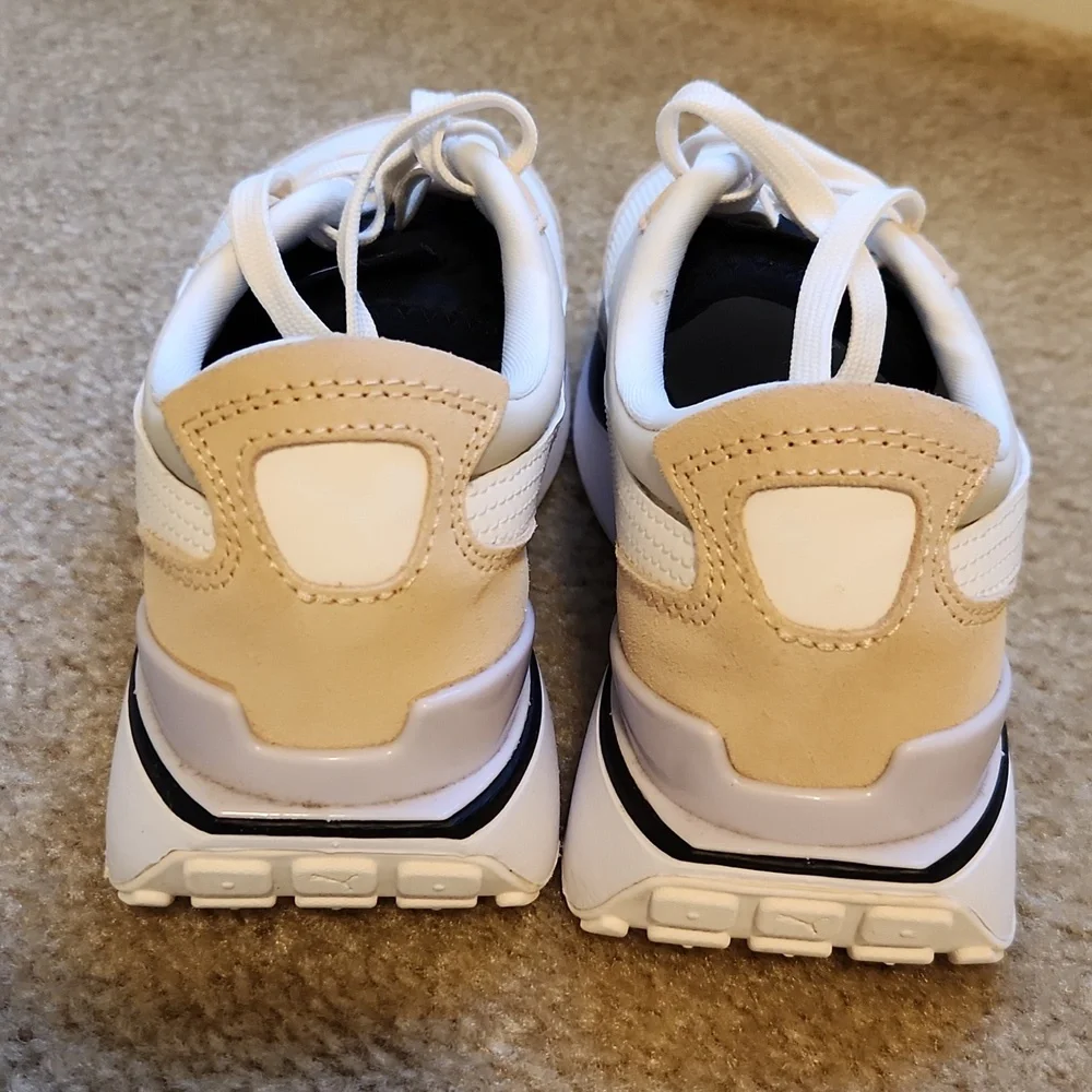 Puma White and Beige Athletic Shoes - Picture 5 of 8